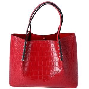 Christian Louboutin Small Cabarock Tote Crocodile Embossed Calfskin Spiked